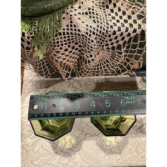 Vintage 1960s Green Octagonal Goblets (7) by Independence Small 7 oz. 4.75" T - Picture 8 of 8